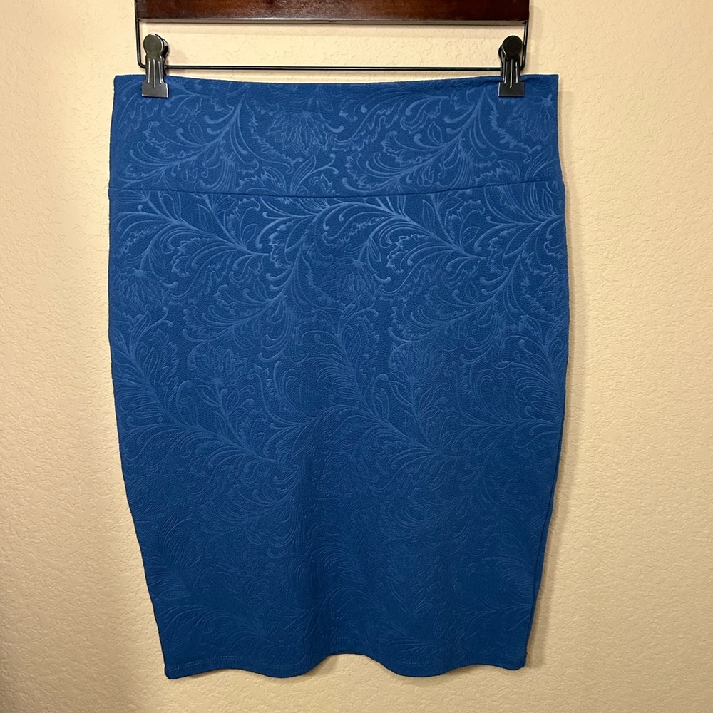 Pencil Skirt Blue With Textured Design size large